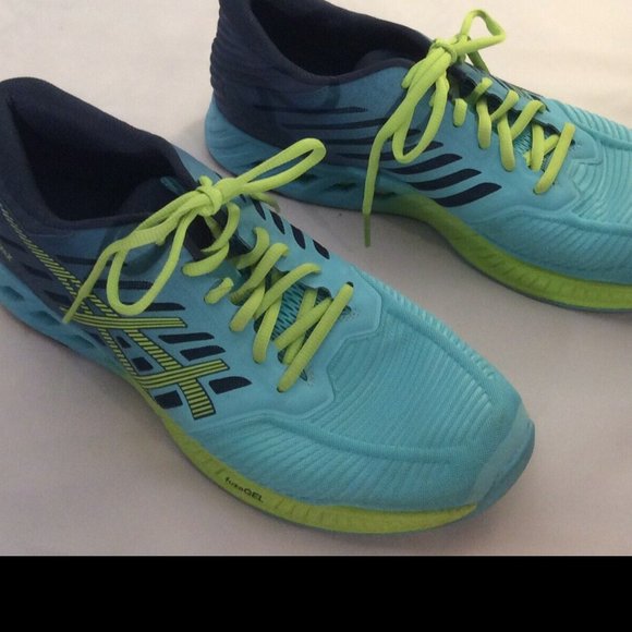 ASICS GEL FuzeX Turquoise/Navy/Neon YellowT689N Womens RUNNING SHOES SIZE 11.5 - Picture 2 of 10